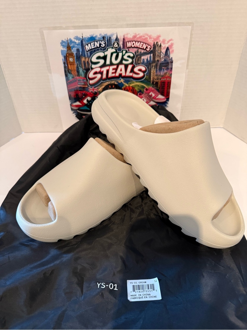Yeezy YS-01 Cream Slide Sandals with bag, asst sizes